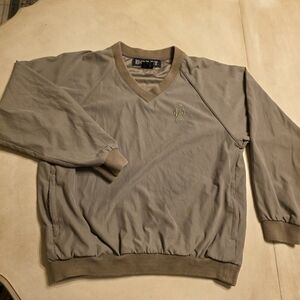 VINTAGE 90s BOAST Windbreaker Pullover - Taupe Leaf Logo
